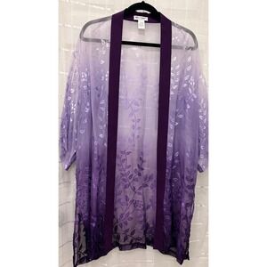 Drapers & Damons Petites Silk Blend Ombre Burnout Kimono Wrap Purple One Size